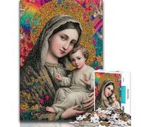 Jigsaw Puzzles for Teenagers 1000 Piece Puzzle Portrait of Mary The Mother,Decompressing Intellectual Educational Toy Educational Game for Birthday,Chrismas 38x26cm