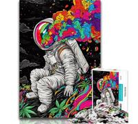 Jigsaw Puzzles for Teenagers 1000 Piece Puzzle Psychedelic Astronaut,for Educational Game Challenge Toy Deal As Gifts for The Whole Family 75x50cm