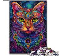 Jigsaw Puzzles for Teenagers 1000 Piece Puzzle Psychedelic Cat, Help The Brain Exercise Addictive Toys to Cultivate Patience Enhance Memory (Size 26x38cm)