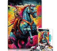 Jigsaw Puzzles for Teenagers 1000 Piece Puzzle Psychedelic Colored Horses,Family Entertainment Toys Is Ideal As A Gift for The Whole Family (38x26cm)