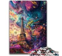 Jigsaw Puzzles for Teenagers 1000 Piece Puzzle Psychedelic Eiffel, Analysis And Logic with Fully Interlocking Randomly Shaped Pieces for And Age 14 Years Up 50X75CM