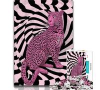 Jigsaw Puzzles for Teenagers 1000 Piece Puzzle Psychedelic Pink Leopard,learning Educational Is Ideal As A Gift for The Whole Family 75x50cm