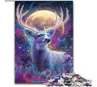 Jigsaw Puzzles for Teenagers 1000 Piece Puzzle Psychedelic Visionary Deer Art, Decompressing Intellectual Educational Toy Is Ideal As Gifts for The Whole Family (Size 26x38cm)