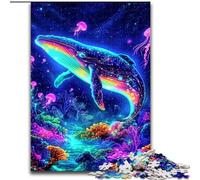 Jigsaw Puzzles for Teenagers 1000 Piece Puzzle Psychedelic Whale, Toys Educational Games Stress Relieving Parent-child Interaction (Size 50x75cm)