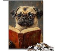 Jigsaw Puzzles for Teenagers 1000 Piece Puzzle Pug Reading A Book Suitable for Ages 14 And Up Family Games Deal As Gifts for The Whole Family (size 26x38cm)