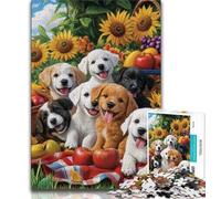 Jigsaw Puzzles for Teenagers 1000 Piece Puzzle Puppy Picnic,Toys Educational Games Stress Relieving Great Gifts And Toys 50x75cm