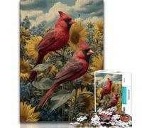 Jigsaw Puzzles for Teenagers 1000 Piece Puzzle Red Bird Sunflower,Stress Reliever Staycation Kill Time Home Decoration Toys (75x50cm)