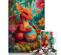Jigsaw Puzzles for Teenagers 1000 Piece Puzzle Red Dragon And Easter Egg,for Educational Game Challenge Toy Deal As Gifts for The Whole Family 38x26cm