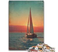 Jigsaw Puzzles for Teenagers 1000 Piece Puzzle Sailboat Sailing The Ocean, Suitable for People Aged 14 And Above Challenging To Complete But Fun And Humorous Great Gift 50X75CM