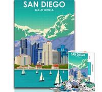 Jigsaw Puzzles for Teenagers 1000 Piece Puzzle San Diego California Print,Help The Brain Exercise Addictive Toys to Cultivate Patience Enhance Memory (75x50cm)