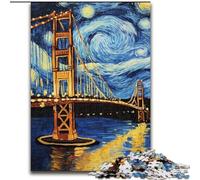 Jigsaw Puzzles for Teenagers 1000 Piece Puzzle San Francisco Bridge at Night, Toy Intellectual Game Enhance Love between Couples for Ages 14+ 50x75cm