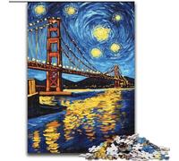 Jigsaw Puzzles for Teenagers 1000 Piece Puzzle San Francisco Bridge at Night, Toy Intellectual Game Enhance Love between Couples for Ages 14+ 50x75cm