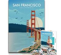 Jigsaw Puzzles for Teenagers 1000 Piece Puzzle San Francisco Travel Print, Family Game Stress Reliever Difficult Challenge,Educational Game for Birthday, Chrismas for Ages 14+ 38x26cm