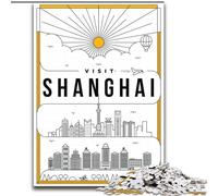 Jigsaw Puzzles for Teenagers 1000 Piece Puzzle Shanghai China Challenging To Complete But Fun And Humorous Unique Birthday And Gifts (26x38cm) 1000pcs
