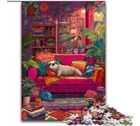 Jigsaw Puzzles for Teenagers 1000 Piece Puzzle Sloth on The Sofa, Decompressing Intellectual Educational Toy Birthday Present, Gifts (size 50x75cm)