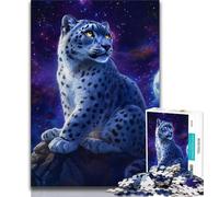 Jigsaw Puzzles for Teenagers 1000 Piece Puzzle Snow Leopard Under The Moon,learning Educational Is Ideal As A Gift for The Whole Family (75x50cm)