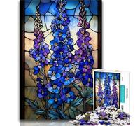 Jigsaw Puzzles for Teenagers 1000 Piece Puzzle Stained Glass Flowers,Decompressing Intellectual Educational Toy Birthday Gift 38x26cm