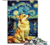 Jigsaw Puzzles for Teenagers 1000 Piece Puzzle Starry Night Adorable Huskies, Toys Educational Games Stress Relieving Great Gifts And Toys (size 26x38cm)