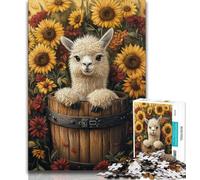 Jigsaw Puzzles for Teenagers 1000 Piece Puzzle Sunflower Alpaca,Learning Educational Toys Family Games Educational Game for Birthday,Chrismas 75x50cm
