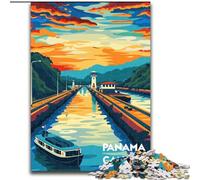 Jigsaw Puzzles for Teenagers 1000 Piece Puzzle Sunset at Panama Canal, Toys Educational Games Stress Relieving Unique Home Decor And Gifts 26x38cm