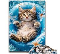 Jigsaw Puzzles for Teenagers 1000 Piece Puzzle Swimming Cat Challenging To Complete But Fun And Humorous Educational Game for Birthday 50x75cm