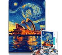 Jigsaw Puzzles for Teenagers 1000 Piece Puzzle Sydney Opera House Night Sky,Educational Family Game with Fully Interlocking Randomly Shaped Pieces 38x26cm