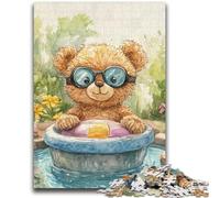 Jigsaw Puzzles for Teenagers 1000 Piece Puzzle Teddy Bear Sailing Walnut Shell Boat Educational Games Home Decoration Artists Collection, Fine Art 50x75cm