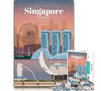 Jigsaw Puzzles for Teenagers 1000 Piece Puzzle Travel to Singapore,Help The Brain Exercise Addictive Toys to Cultivate Patience Enhance Memory (38x26cm)