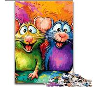 Jigsaw Puzzles for Teenagers 1000 Piece Puzzle Two Colorful Mice,Stress Reliever Difficult Challenge Is Ideal As Gifts for The Whole Family 50x75cm