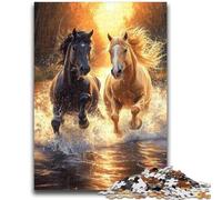 Jigsaw Puzzles for Teenagers 1000 Piece Puzzle Two Horses Educational Games Home Decoration Artists Collection, Fine Art 50x75cm