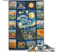 Jigsaw Puzzles for Teenagers 1000 Piece Puzzle Van Gogh Night Sky Collage, Learning Educational for Is Ideal As A Gift for The Whole Family (size 26x38cm)