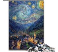 Jigsaw Puzzles for Teenagers 1000 Piece Puzzle Van Gogh Night Sky, Suitable for People Aged 14 And Above Challenging To Complete But Fun And Humorous Great Gift (size 26x38cm)