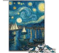 Jigsaw Puzzles for Teenagers 1000 Piece Puzzle Van Gogh Night Sky, Suitable for People Aged 14 And Above Challenging To Complete But Fun And Humorous Great Gift (size 26x38cm)