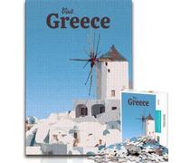 Jigsaw Puzzles for Teenagers 1000 Piece Puzzle Visit Greece,Help The Brain Exercise Addictive Toys to Cultivate Patience Enhance Memory (38x26cm)