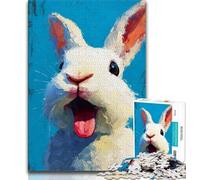 Jigsaw Puzzles for Teenagers 1000 Piece Puzzle Watercolor White Rabbit,Stress Reliever Difficult Challenge Every Piece Is Unique - Challenging Family Fun Game (38x26cm)