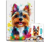 Jigsaw Puzzles for Teenagers 1000 Piece Puzzle Watercolor Yorkshire Terrier,Decompressing Intellectual Educational Toy Birthday Gift 38x26cm