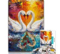 Jigsaw Puzzles for Teenagers 1000 Piece Puzzle White Swan Couple,Stress Reliever Difficult Challenge Every Piece Is Unique - Challenging Family Fun Game (38x26cm)