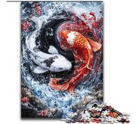 Jigsaw Puzzles for Teenagers 1000 Piece Puzzle Yin Yang Koi, Suitable for People Aged 14 And Above Challenging To Complete But Fun And Humorous Great Gift (size 50x75cm)