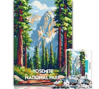 Jigsaw Puzzles for Teenagers 1000 Piece Puzzle Yosemite National Park Poster, Family Game Stress Reliever Difficult Challenge,Educational Game for Birthday, Chrismas for Ages 14+ 38x26cm
