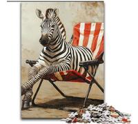 Jigsaw Puzzles for Teenagers 1000 Piece Puzzle Zebra Sitting on A Chair, Toys Educational Games Stress Relieving Wall Decoration (size 50x75cm)
