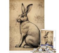 Jigsaw Puzzles for Teenagers 1000 Piece Rabbit in Da Vinci Style DIY Toys Gift Birthday Educational Games Suitable for Desktop Decoration Size 38x26cm