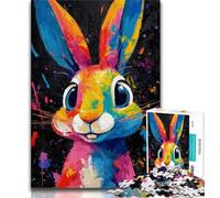 Jigsaw Puzzles for Teenagers 1000 Piece Rabbit Oil Painting,family Fun Games Fun at Home Activities,Birthday Present,Travel Gifts (38x26cm)