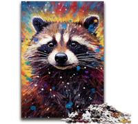 Jigsaw Puzzles for Teenagers 1000 Piece Raccoon Teenager Puzzles,Educational Games Home Decoration Suitable for Desktop Decoration (75x50cm)