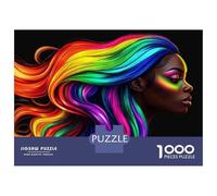 Jigsaw Puzzles for Teenagers 1000 Piece Rainbow Hair Color Ideas Puzzle for Adults Hands-on Game Wall Decoration Christmas Birthday Gifts 52x38cm/1000pcs