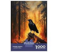 Jigsaw Puzzles for Teenagers 1000 Piece Raven in Fire Teenager Puzzles Brain Teaser Game Pattern Assembly Unique Birthday And Xmas Gifts 70x50cm/1000pcs