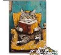 Jigsaw Puzzles for Teenagers 1000 Piece Reading Cat, Toys Educational Games Stress Relieving Parent-child Interaction (Size 26x38cm)