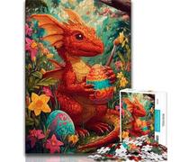 Jigsaw Puzzles for Teenagers 1000 Piece Red Dragon And Easter Egg Jigsaw,learning Educational Is Ideal As A Gift for The Whole Family 26x38cm