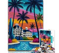 Jigsaw Puzzles for Teenagers 1000 Piece Resort City 1000 Pieces for Adults,Brain Intelligence Challenge Addictive Toys for Home Decoration 26x38cm