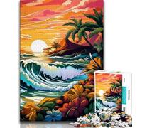 Jigsaw Puzzles for Teenagers 1000 Piece Retro Beach Sunset Puzzles for Teenagers,Educational Games Wall Decoration Unique Birthday And Xmas Gifts (size 38x26cm)