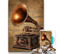 Jigsaw Puzzles for Teenagers 1000 Piece Retro Gramophone Adult Puzzles,Stress Reliever Difficult Challenge Secret Santa Gifts 38x26cm